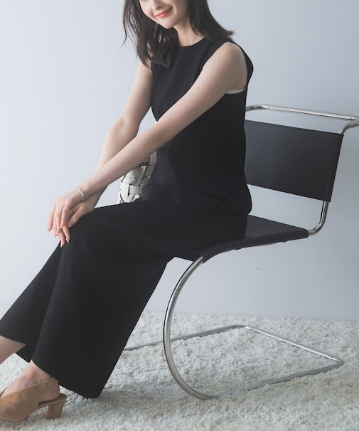 ストレートロングニットドレス