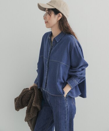 デニム切替ショート丈シャツ 26AW