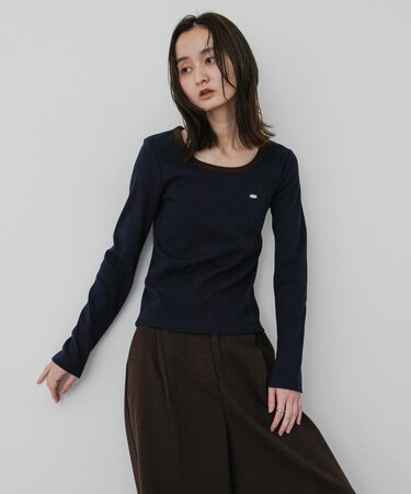 ラウンドネックリブTシャツ
