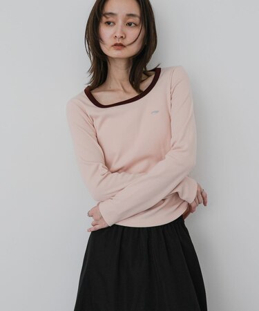 ラウンドネックリブTシャツ