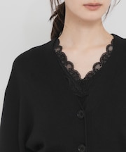 V-NECK LACE RIB TOPS