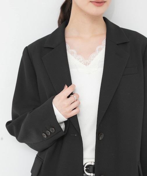 VNECK LACE RIB TOPS