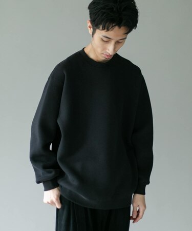スラブダンボールクルーネックロングスリーブTシャツ
