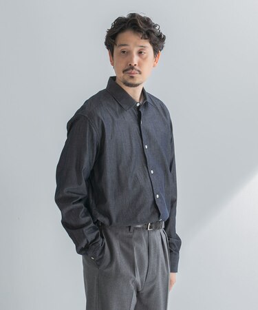 LIFE STYLE TAILOR ショートワイドデニムライクシャツ