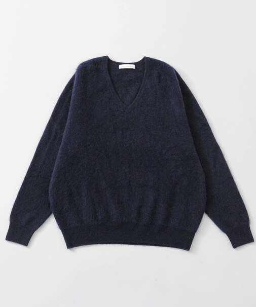 FUR WOOL V-NECK KNIT