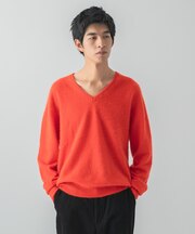 FUR WOOL V-NECK KNIT