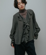 Wool Blend Frill Blouse
