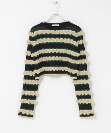 OPEN SESAME CLUB MULTI BORDER CROPPED TOP