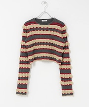 OPEN SESAME CLUB　MULTI BORDER CROPPED TOP