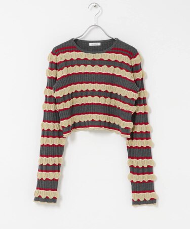 OPEN SESAME CLUB MULTI BORDER CROPPED TOP