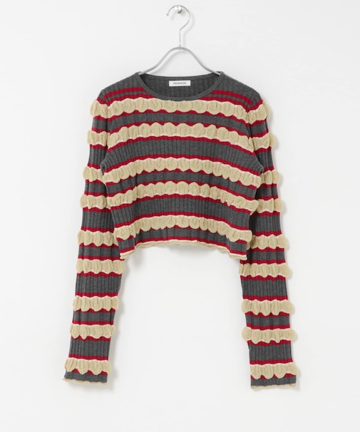OPEN SESAME CLUB MULTI BORDER CROPPED TOP