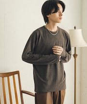 ブラッシュドボーダーロングTシャツ