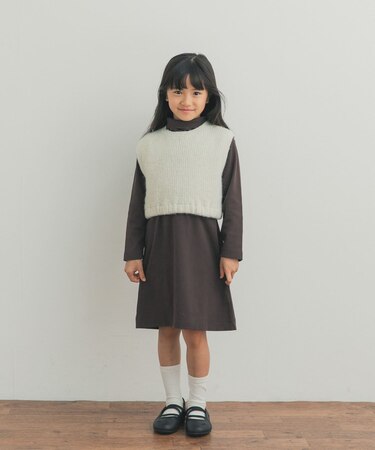 『150サイズあり』『親子リンク』ベスト付きカットリブワンピース(KIDS)