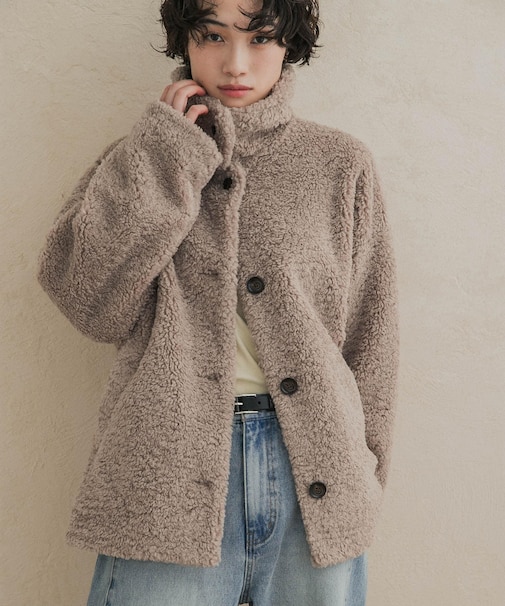 コクーンシルエットボアコート