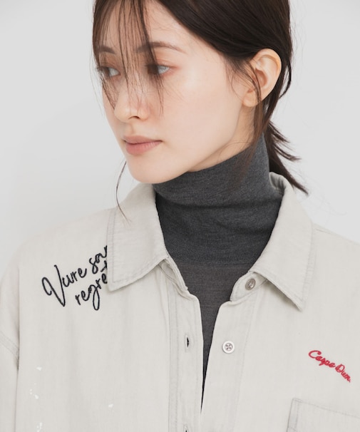 WOOL SILK TURTLENECK KNIT