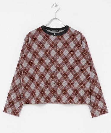mizuiro ind ARGYLE PRINT CARDIGAN