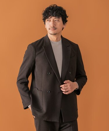LIFE STYLE TAILOR ツイードライクコンフォータブルダブルジャケット