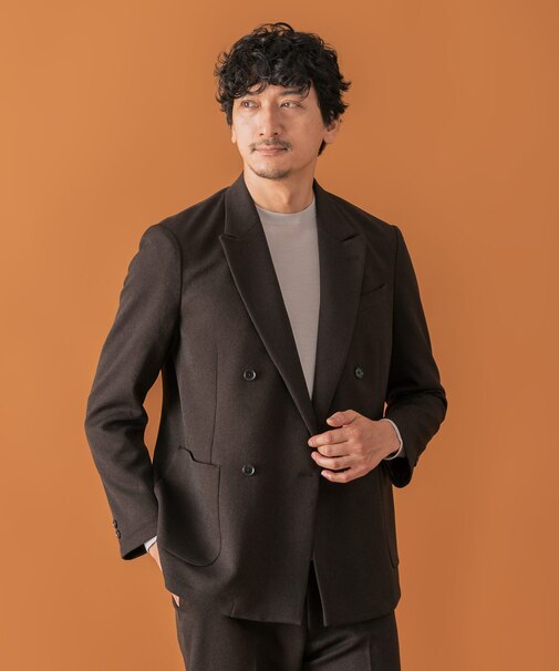 LIFE STYLE TAILOR ツイードライクコンフォータブルダブルジャケット
