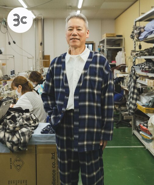 THE INDUSTRY WORKS 綿レーヨンオンブレネルノーカラージャケット