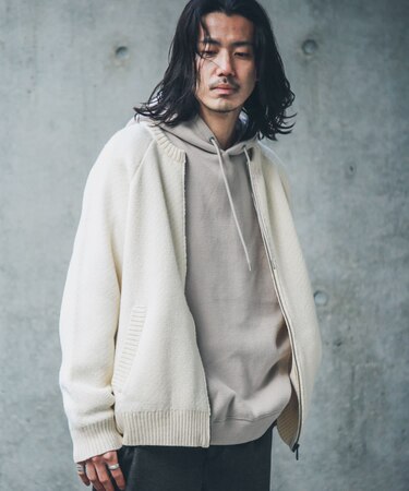 『別注』BAEXFATE×Sonny Label ヘリンボンジップアップニットカーディガン