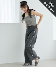 リボンビジューデニムパンツ