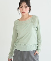 【SET】ツイストキャミレイヤードカットソー