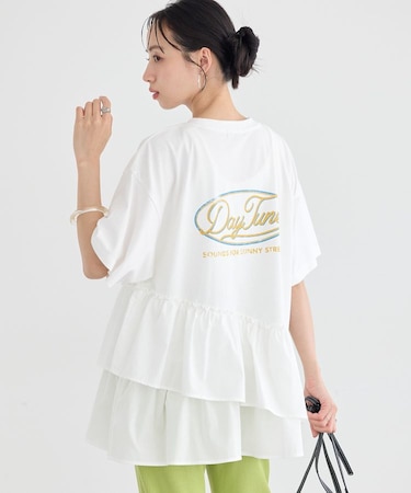 異素材ドッキンググラフィックTシャツ