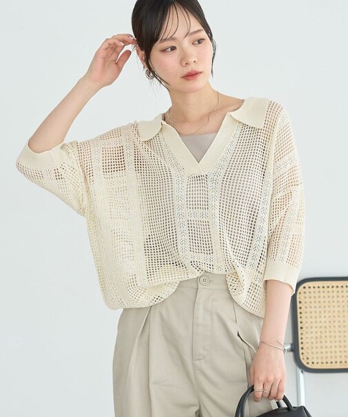 レーシースキッパーポロニットプルオーバー