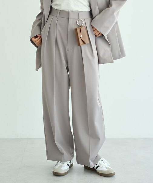 【セットアップ対応】2wayストレッチタックワイドパンツ
