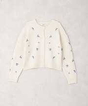 フラワー刺繍クルーネックカーディガン