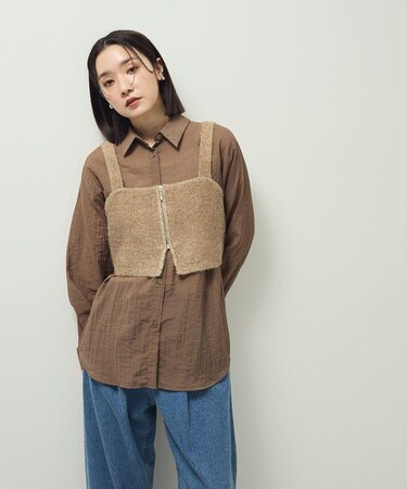 SET2点ラメシャギービスチェ+シャツ