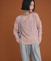 ヘンリーネックシアーベロアプルオーバー