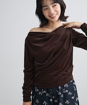【WEB限定】シアーベロアオフショル長袖プルオーバーⅡ