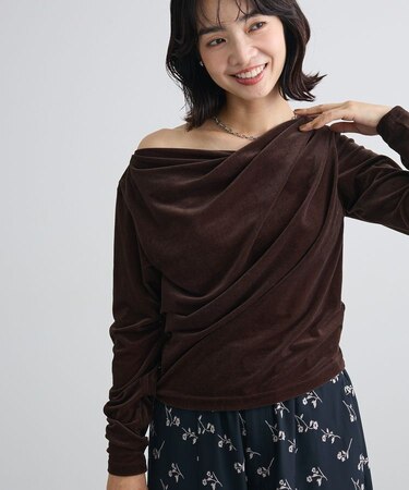 【WEB限定】シアーベロアオフショル長袖プルオーバーⅡ