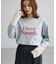 袖レースドッキング長袖ロゴTシャツ