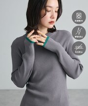 【WEB限定カラーあり】ここちリブ配色ニットプルオーバー