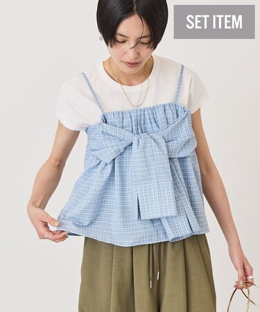 【2点セット】ノースリーブTシャツ+ビスチェ