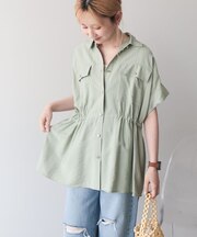メタルボタンウエストドロストシャツ