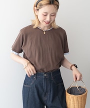 配色レイヤード風シアーTシャツ