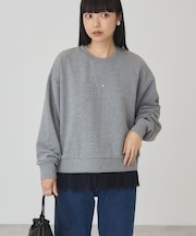 裾レースドッキングスウェット