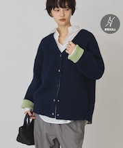 【バイパチ】Vネック配色ニットコーディガン