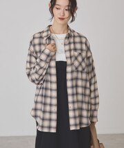 微起毛チェックネルシャツ