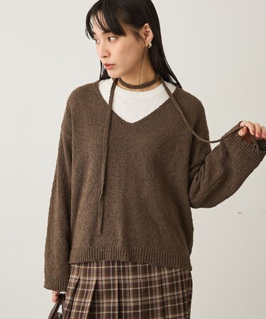 ファンシーヤーンVネックプルオーバー