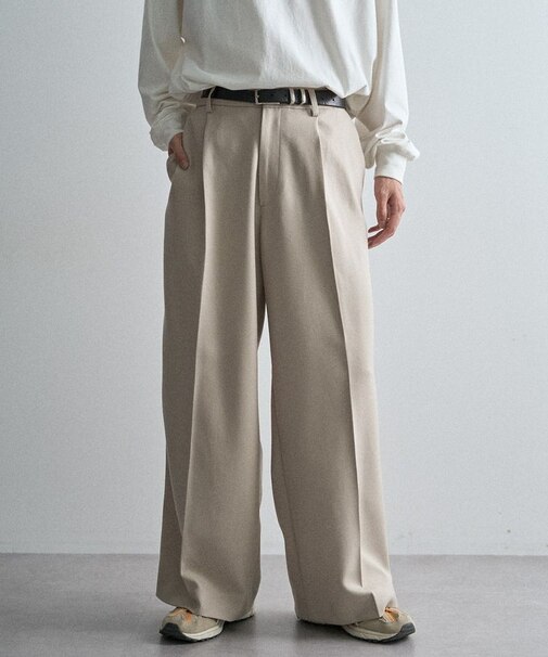 ウールライクポリツイルワイドパンツ