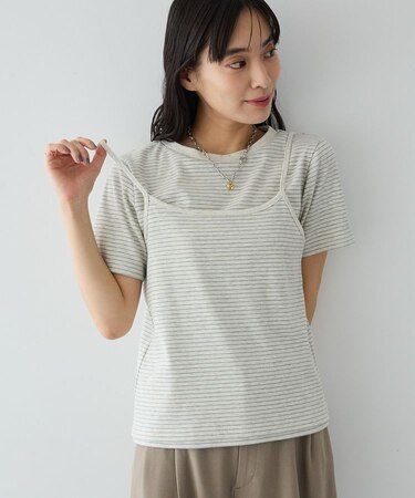 2点セット/ボーダーキャミ+Tシャツ