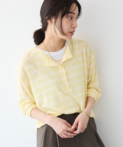 シアーボーダーヘンリーネックロンT