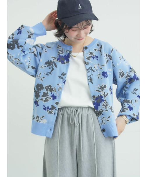 花柄スポンディッシュニットカーディガン