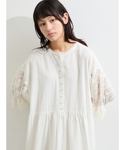 袖メッシュレースワンピース《WEB限定カラーあり》