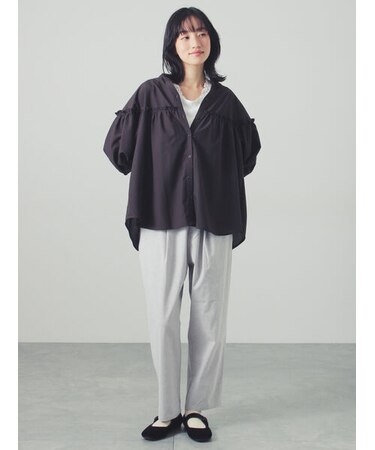 綿麻ストレッチテーパードパンツ