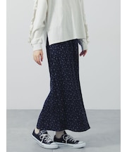 小花柄シャーリングナロースカート